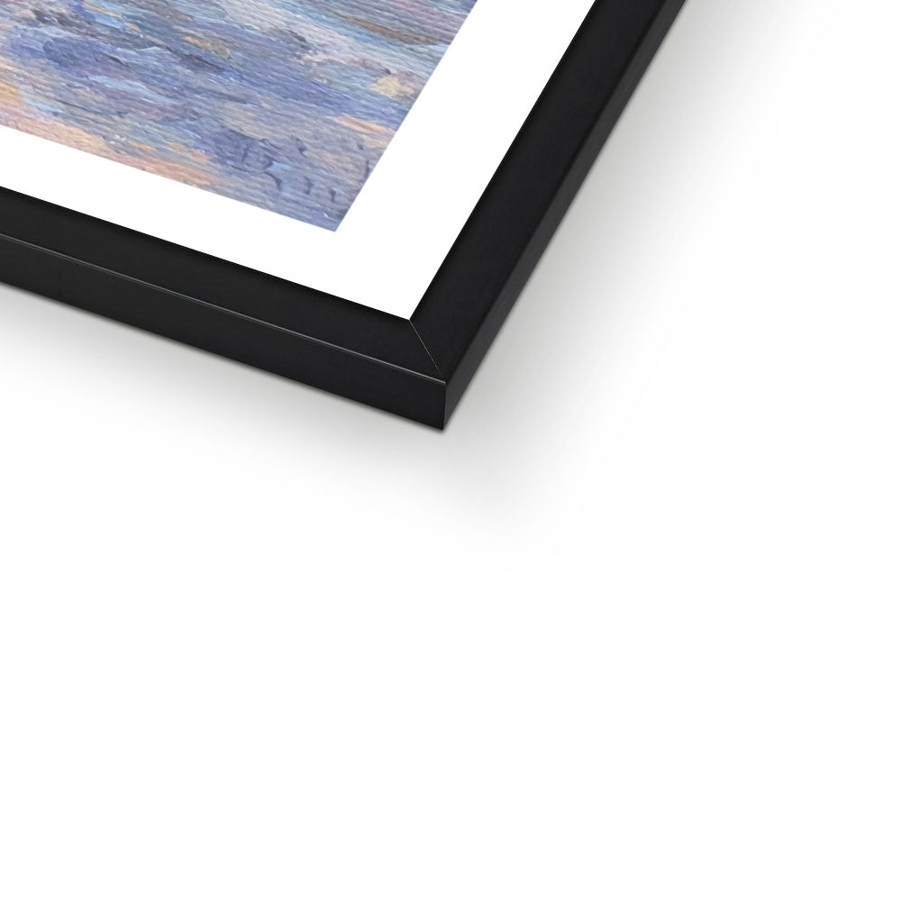 A Beer with the Pup Fine Art Print black frame close up
