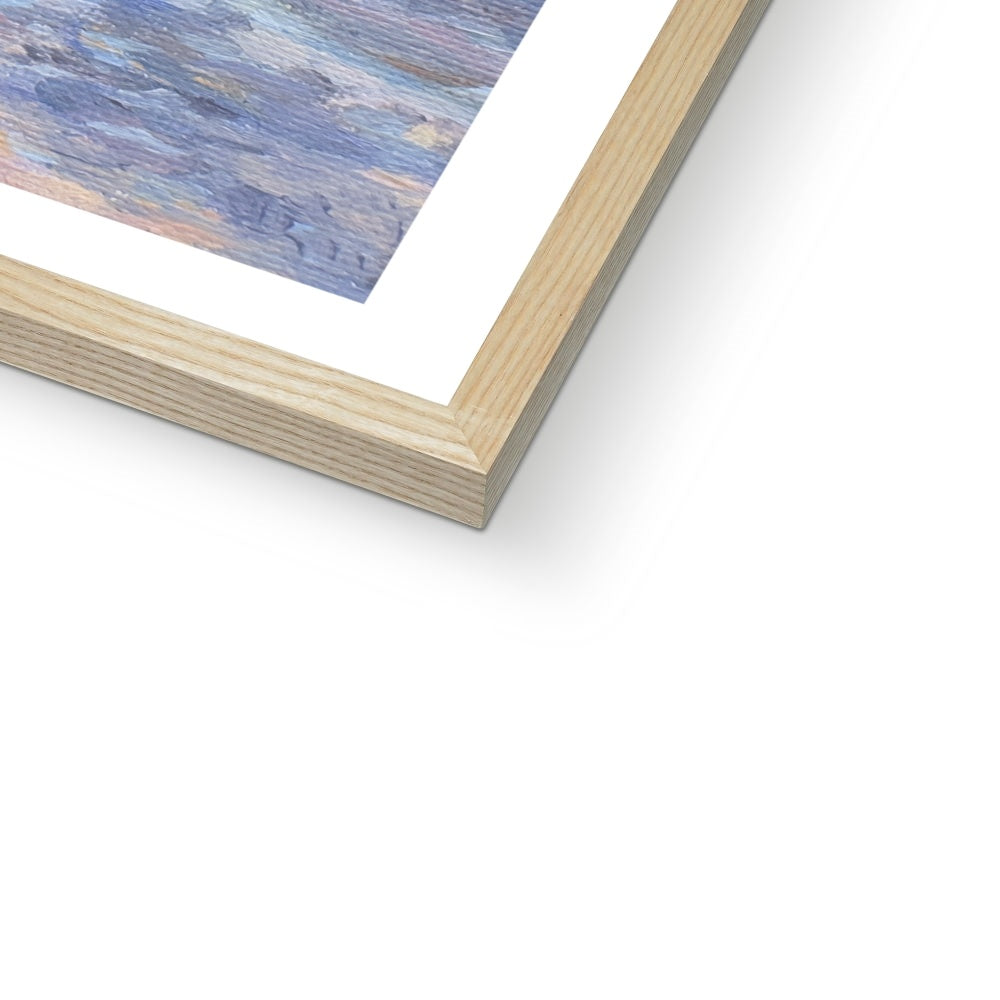 A Beer with the Pup Fine Art Print natural frame close up
