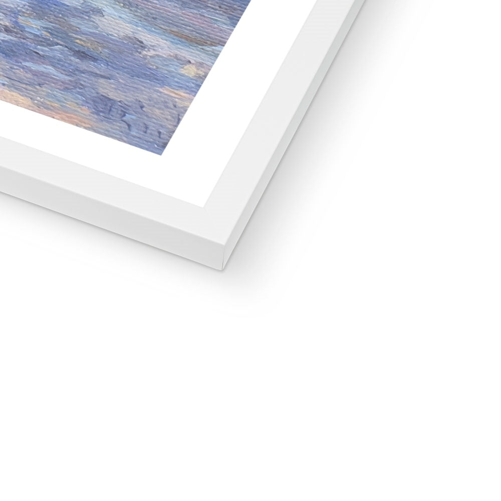 A Beer with the Pup Fine Art Print white frame close up
