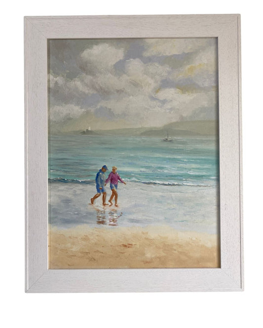 A Walk on The Wharf St Ives, Cornwall - Original Oil Painting - lorrainefield