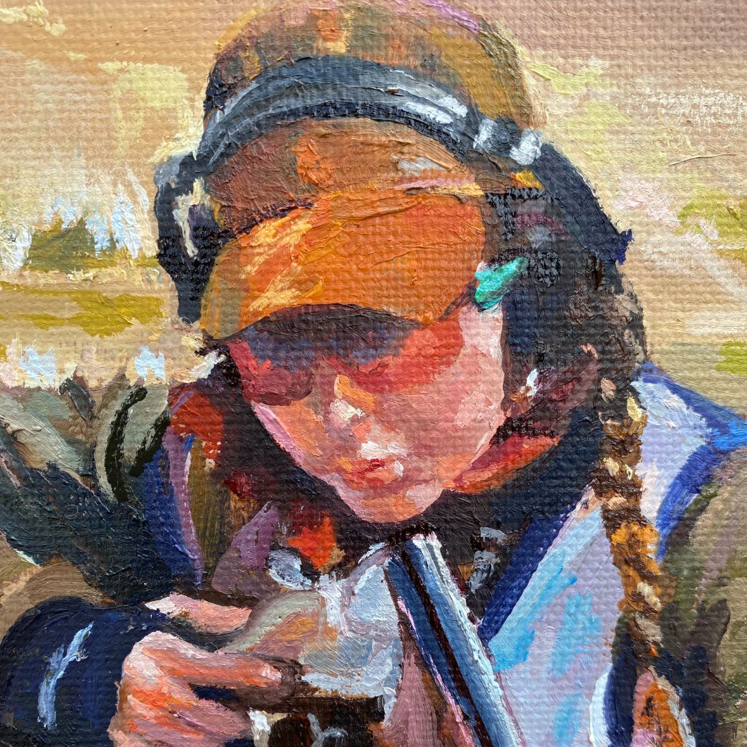 Close up of 'Girl Power' clay pigeon shooting artwork