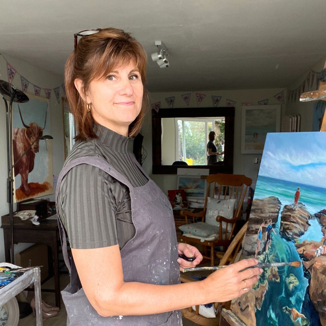 Lorraine Field Artist painting 'Rinsey Rockpools' oil painting