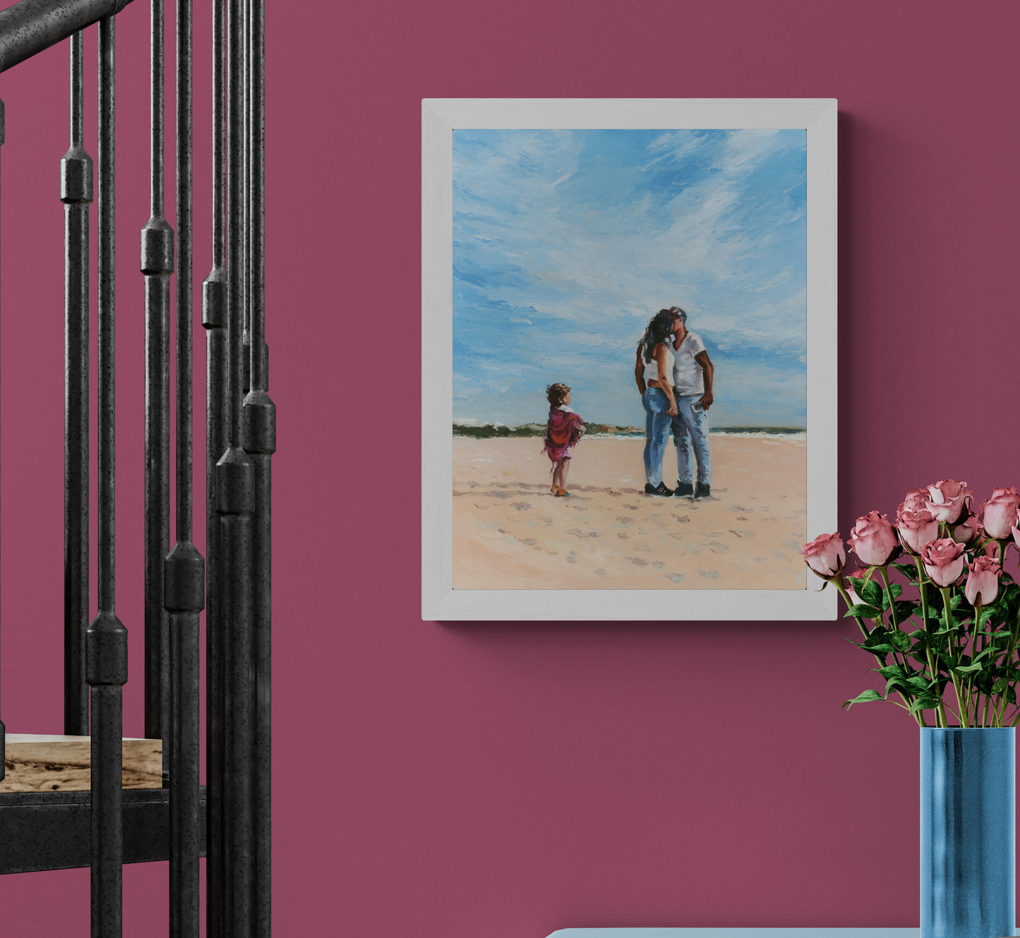 'Mama' original oil painting displayed on a wall, evoking intrigue and conversation.