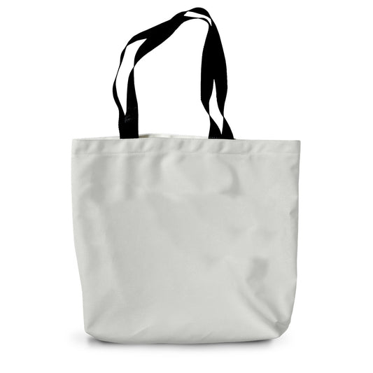 Rear view of Tote bag with black handles featuring swan artwork by Lorraine Field Art