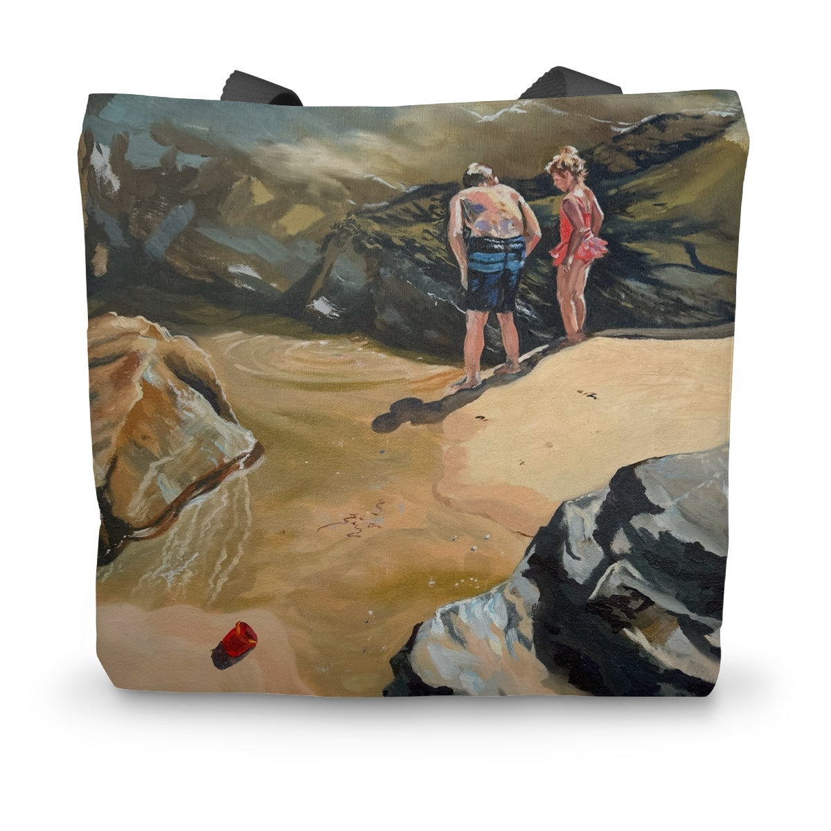 Rockpool Explorers tote bag with handles featuring Rockpool Explorers fine art print