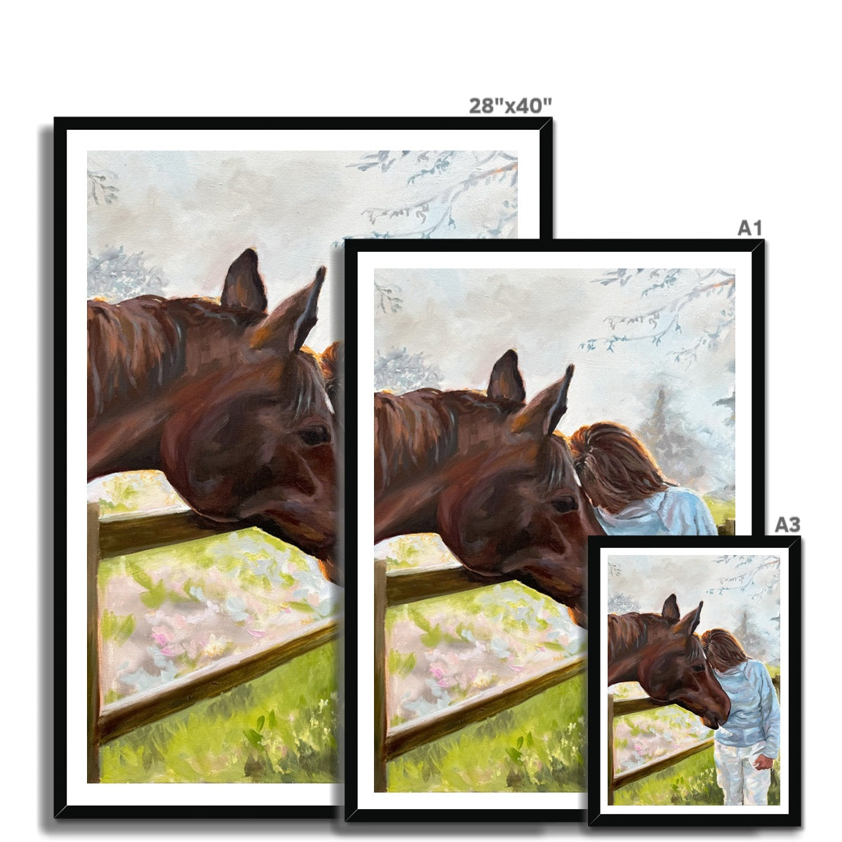 Three size options of horse and rider art print