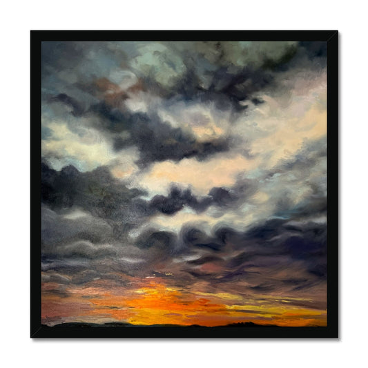 Sunrise brings calm fine art moody sunrise print in black wood frame option