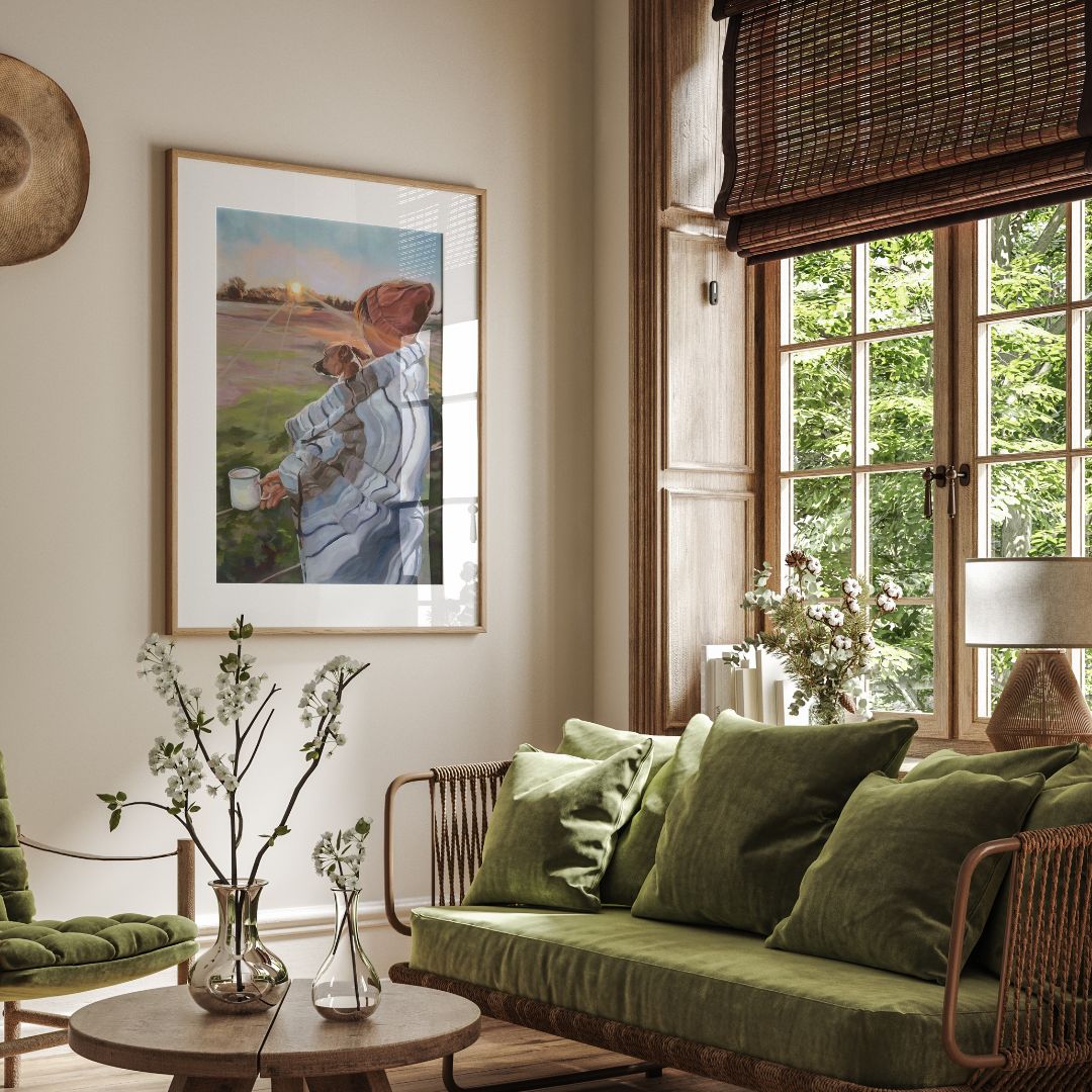 Dog-themed artwork that brings warmth, memory, and meaning to a cosy, nostalgic home.