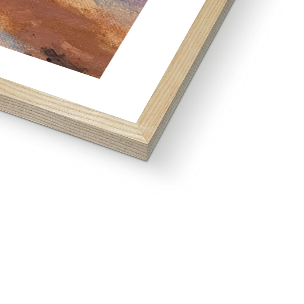 Close-up of a natural wooden frame corner on a white background