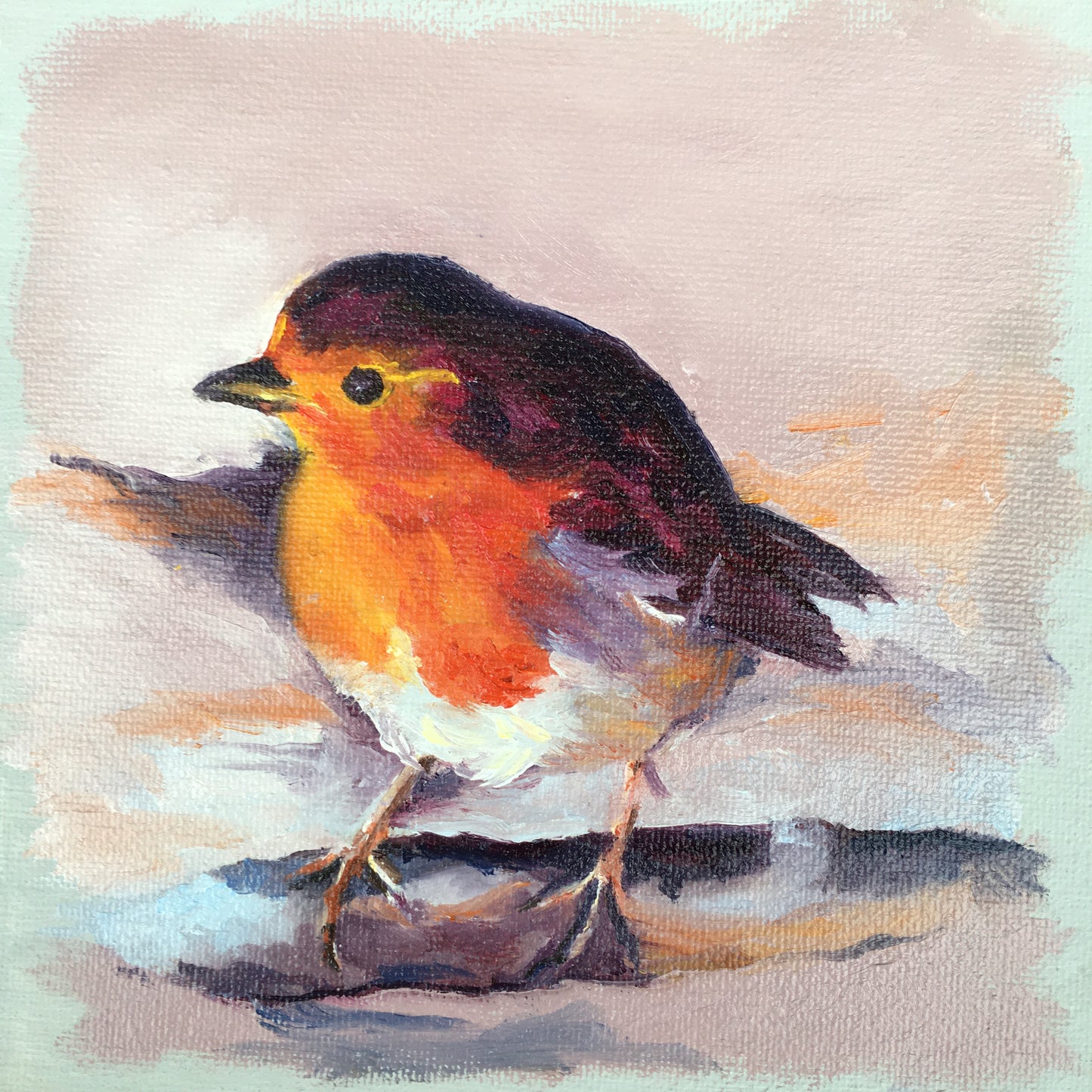 Unframed Winter Robin art print, small size, showing the bird with head gently tilted.