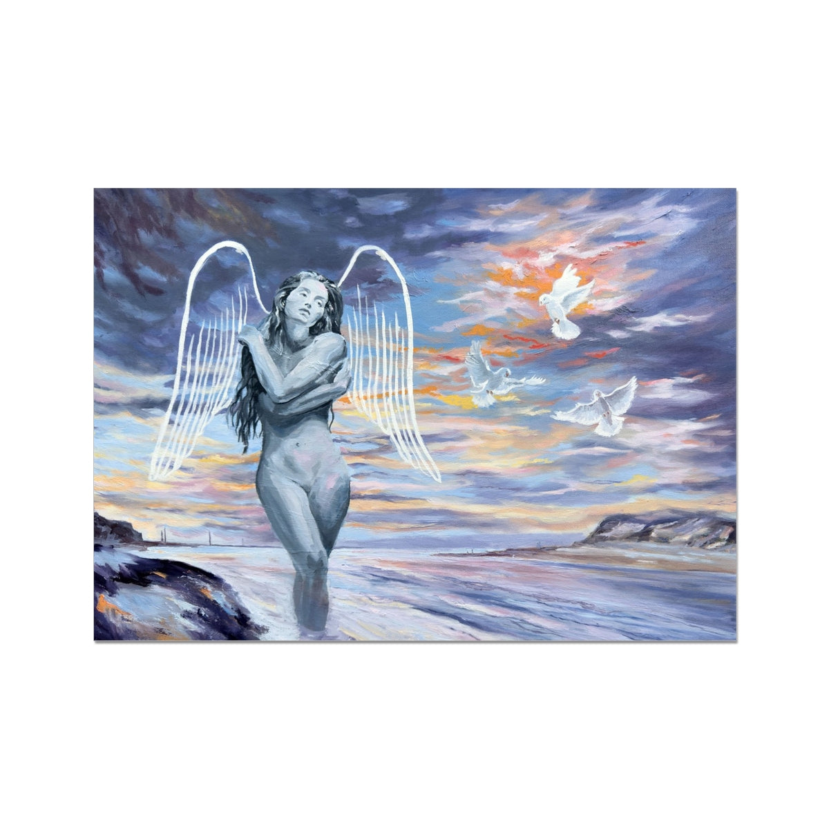 Angelic Angel - Woman and Doves Fine Art Print - lorrainefield