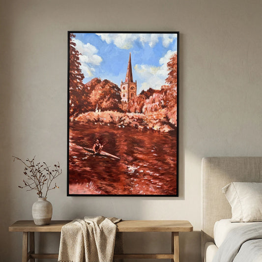 Holy Trinity Church canvas print displayed in a softly furnished neutral room
