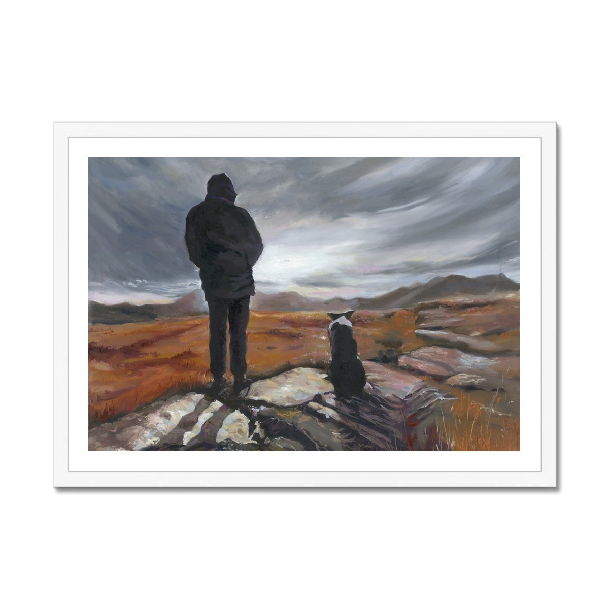 Man and Border Collie Fine Art Print - lorrainefield