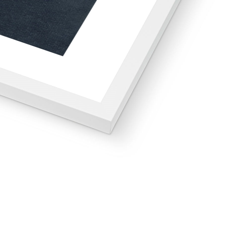 Close up of white frame of fine art print Stormy Seas
