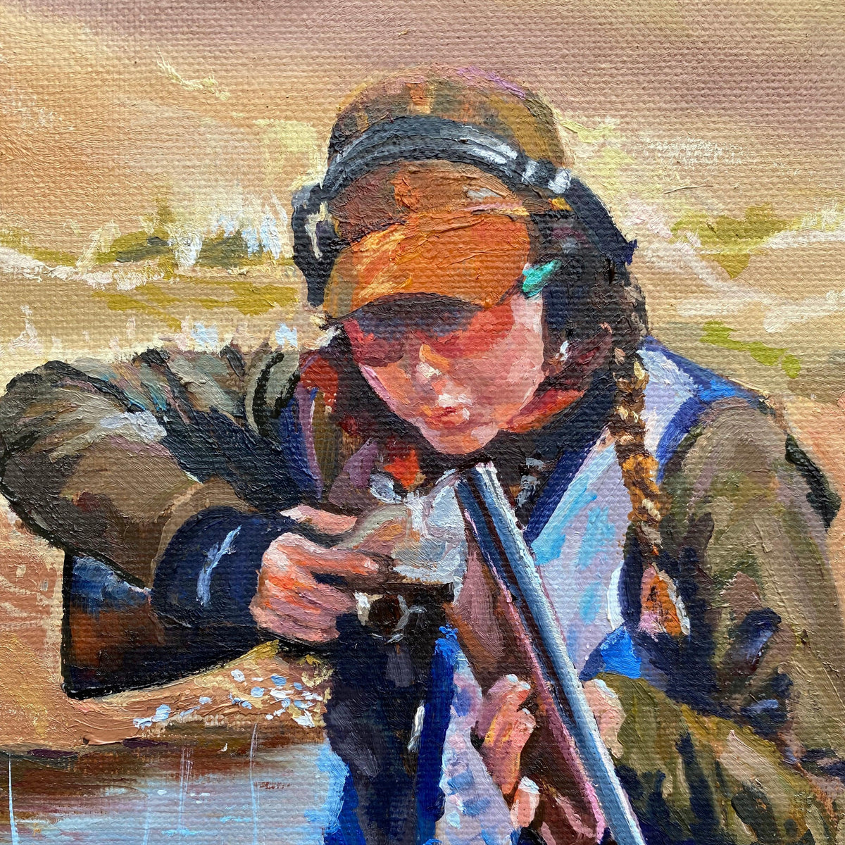 clay shooting original oil painting - lorrainefield