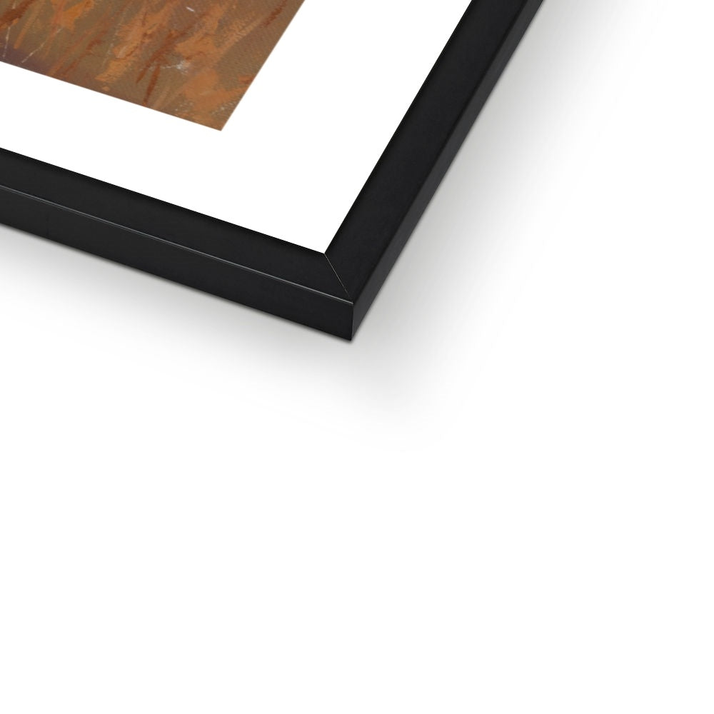 Man and his Border collie fine art print close up of black wooden frame