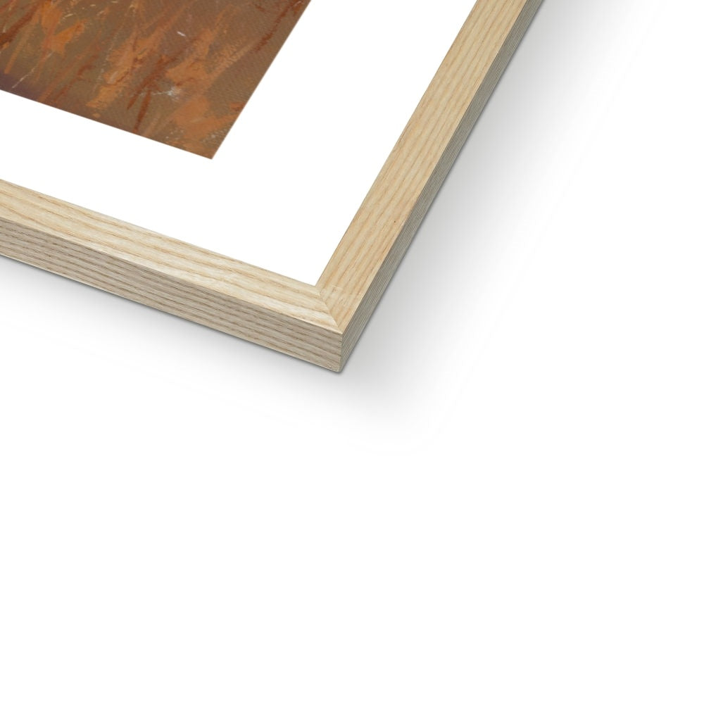 Man and his Border collie fine art print close up of natural wooden frame