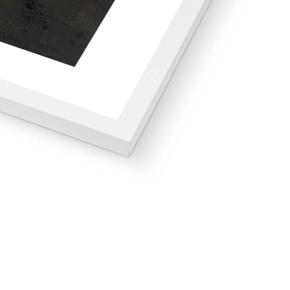 Sunrise with the Pup Fine Art Print close up of white wooden frame- lorrainefield