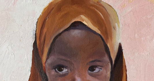 Oil painting by British artist Lorraine Field: A young African girl