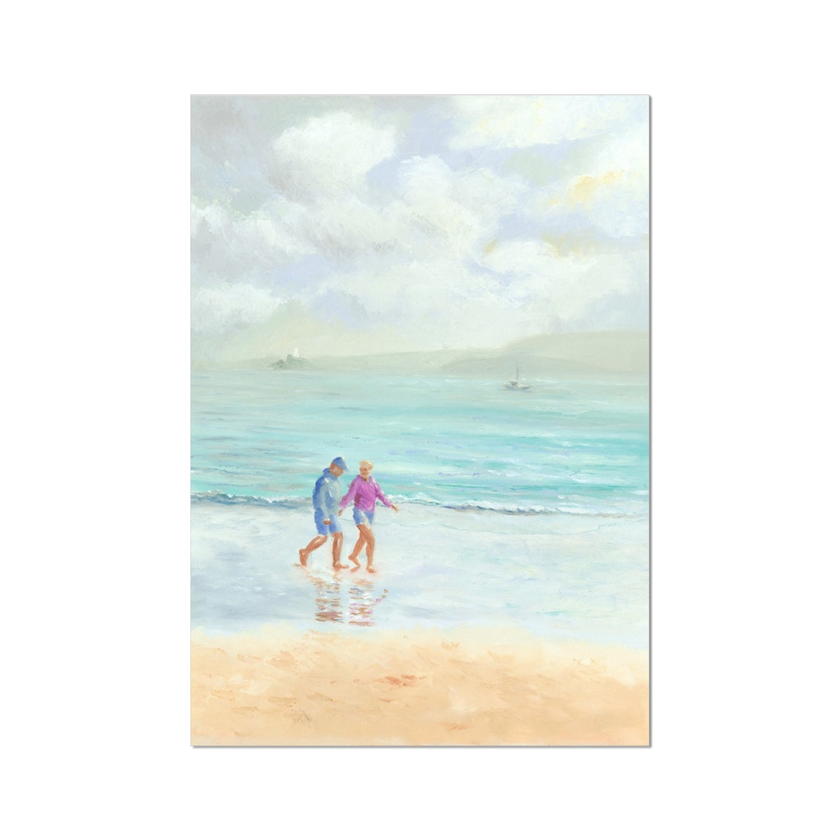 A Walk on the Wharf St Ives Fine Art Print - lorrainefield