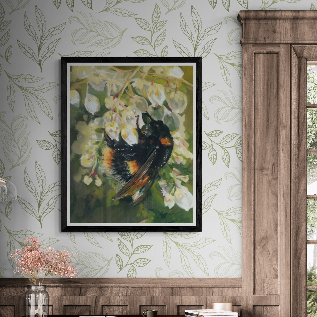 Bee gathering pollen fine art print