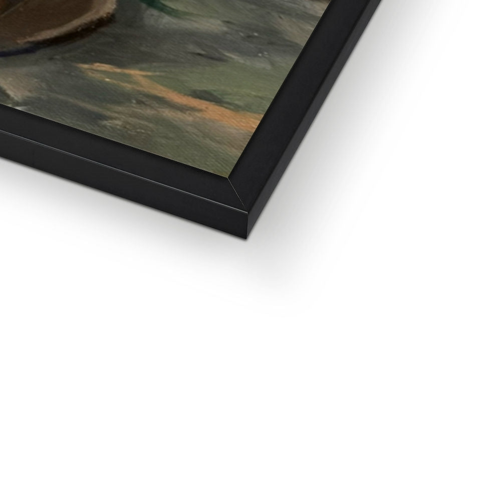 Close up of black frame of dairy cow print