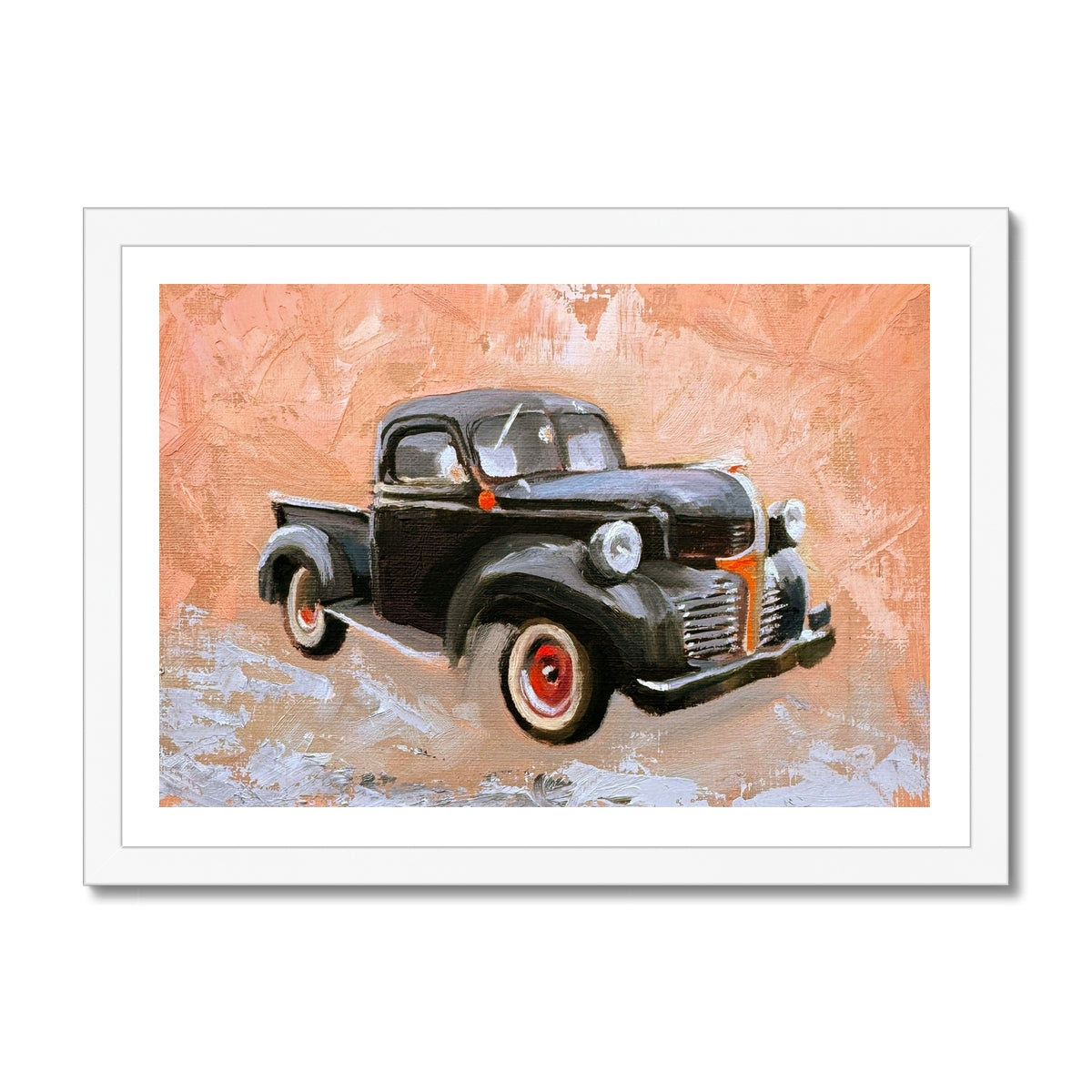 Retro Dodge classic car fine art print in white background