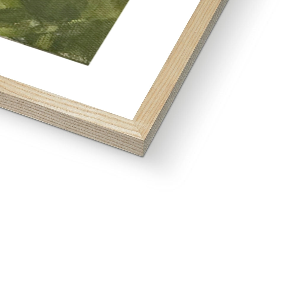 Close-up of a wooden horse art picture frame on a white background