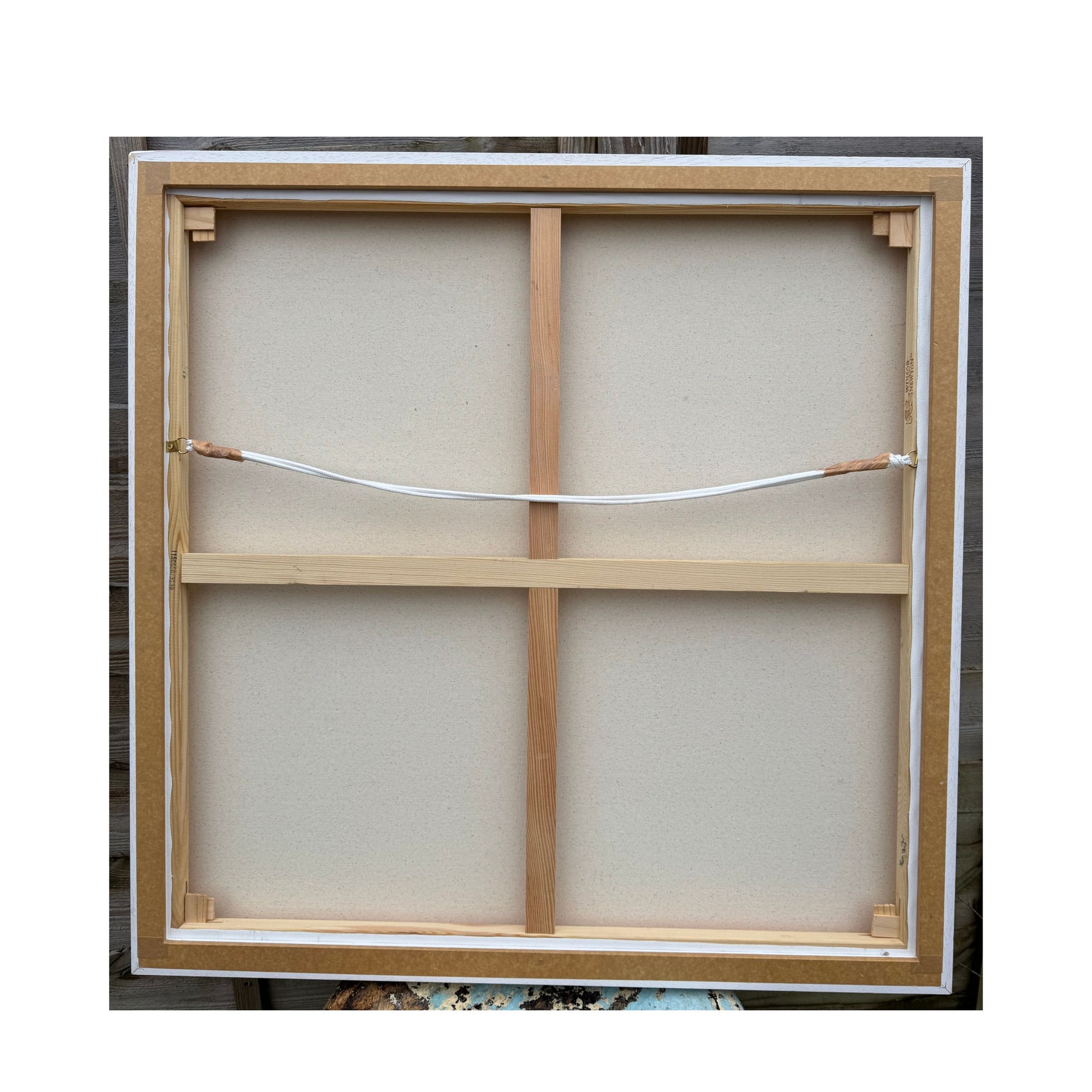 Rear view of Coastal Calm frothy sea original oil painting