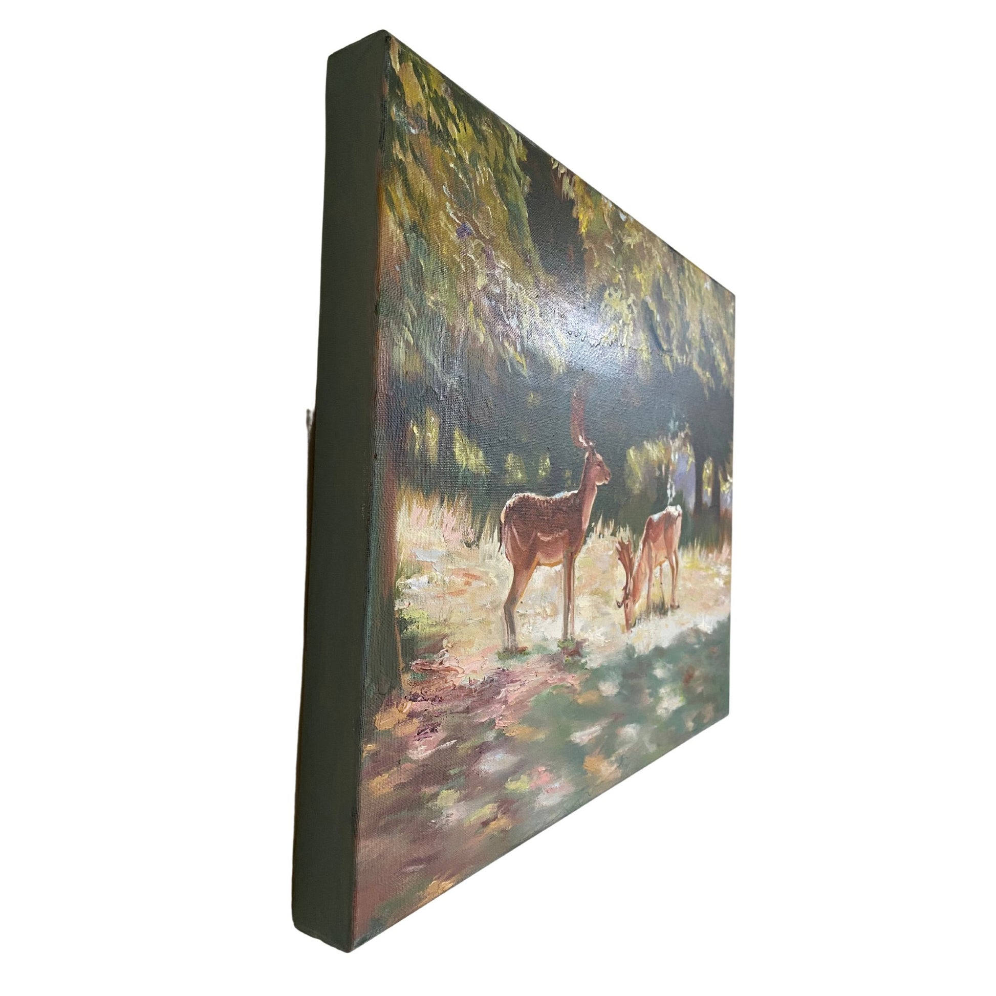 Deer in Sunlight, Charlecote Park - Original Oil Painting - lorrainefield