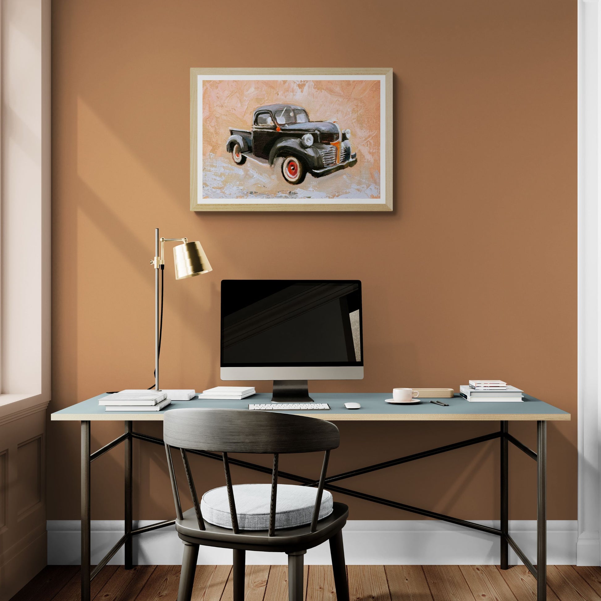 Dodge Classic car above desk 