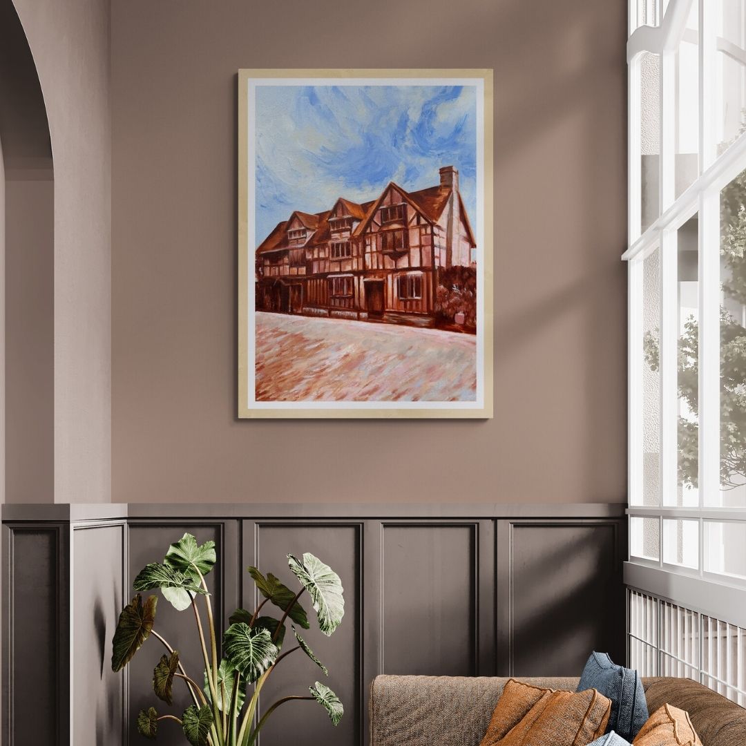 Impressionistic Art Print of Shakespeare's Birthplace in Stratford-Upon-Avon by Lorraine Field Artist