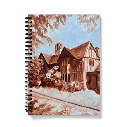 Notebook with a painting of a Hall's Croft on the front cover