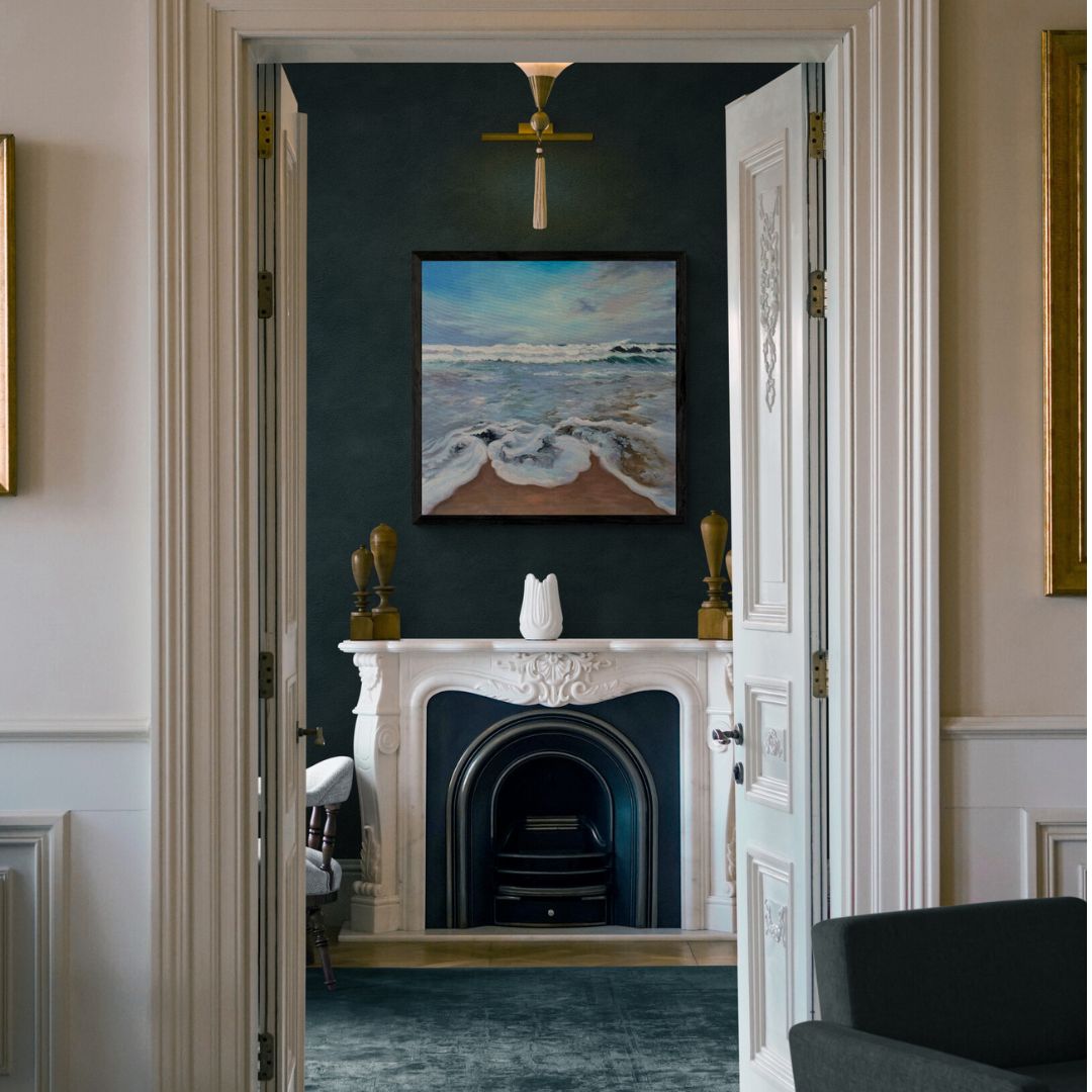 Frothy Sea art print in black frame option