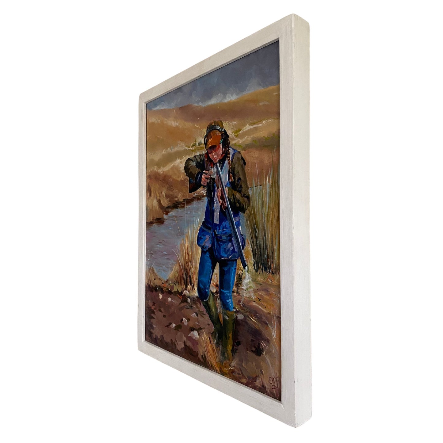 Girl Power! - Clay pigeon shooting Original Oil Painting - lorrainefield