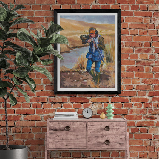 womens clay pigeon shooting print in black frame option