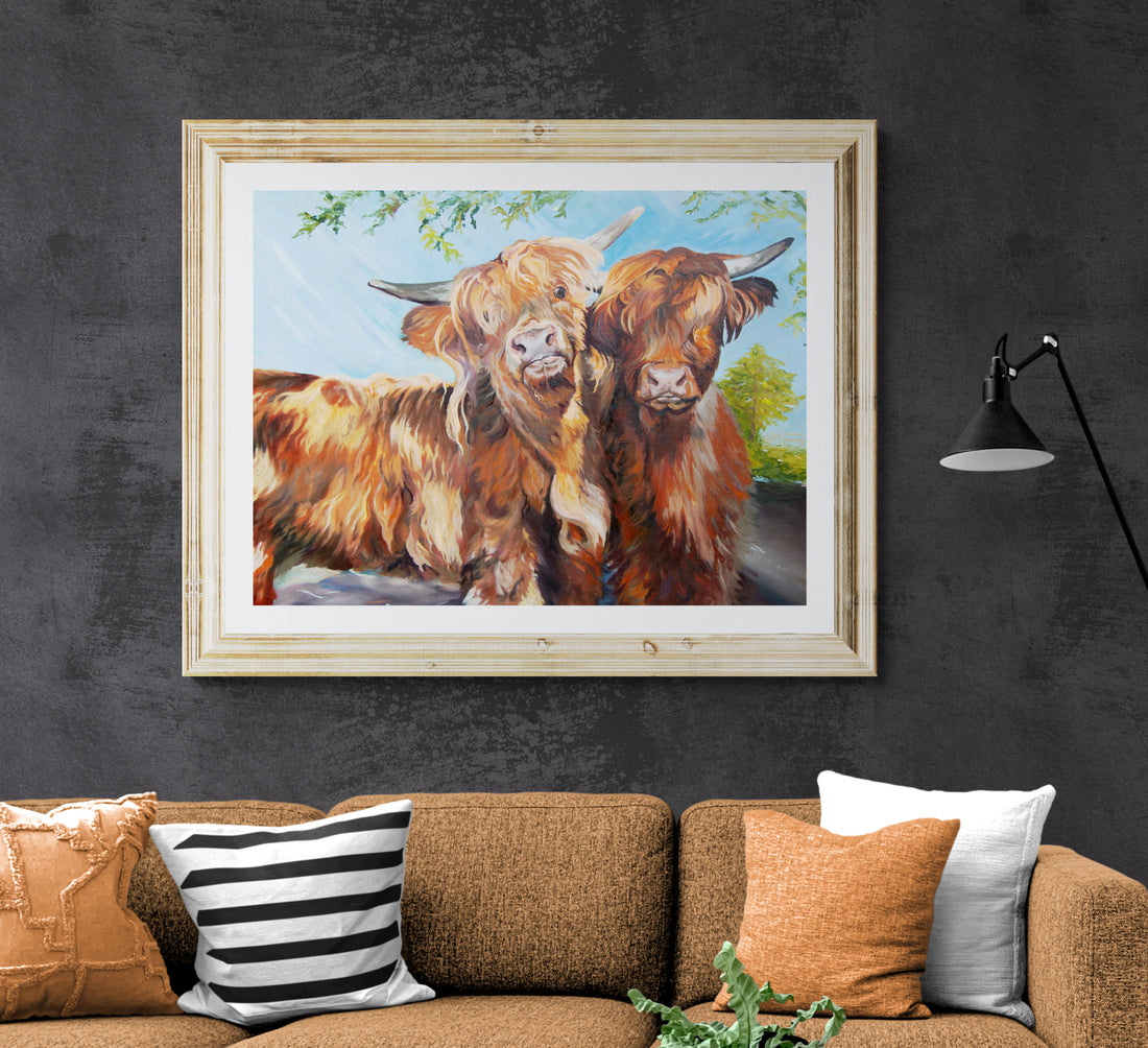 Highland Cows - Cheeky Cows - Prints for a dark wall