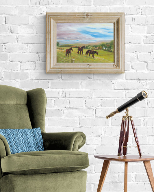 Painting of horses on canvas