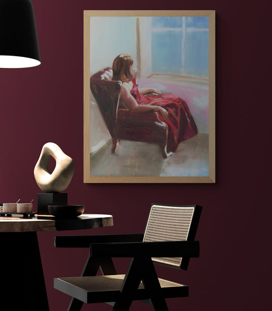 Lady with the red dress Fine Art Print - lorrainefield