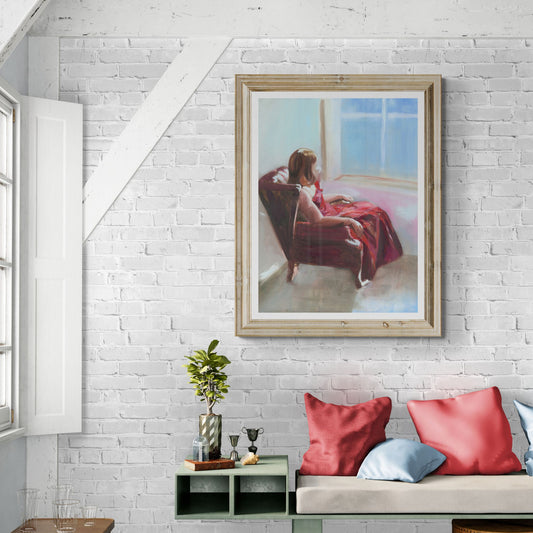 Lady in a red dress painting