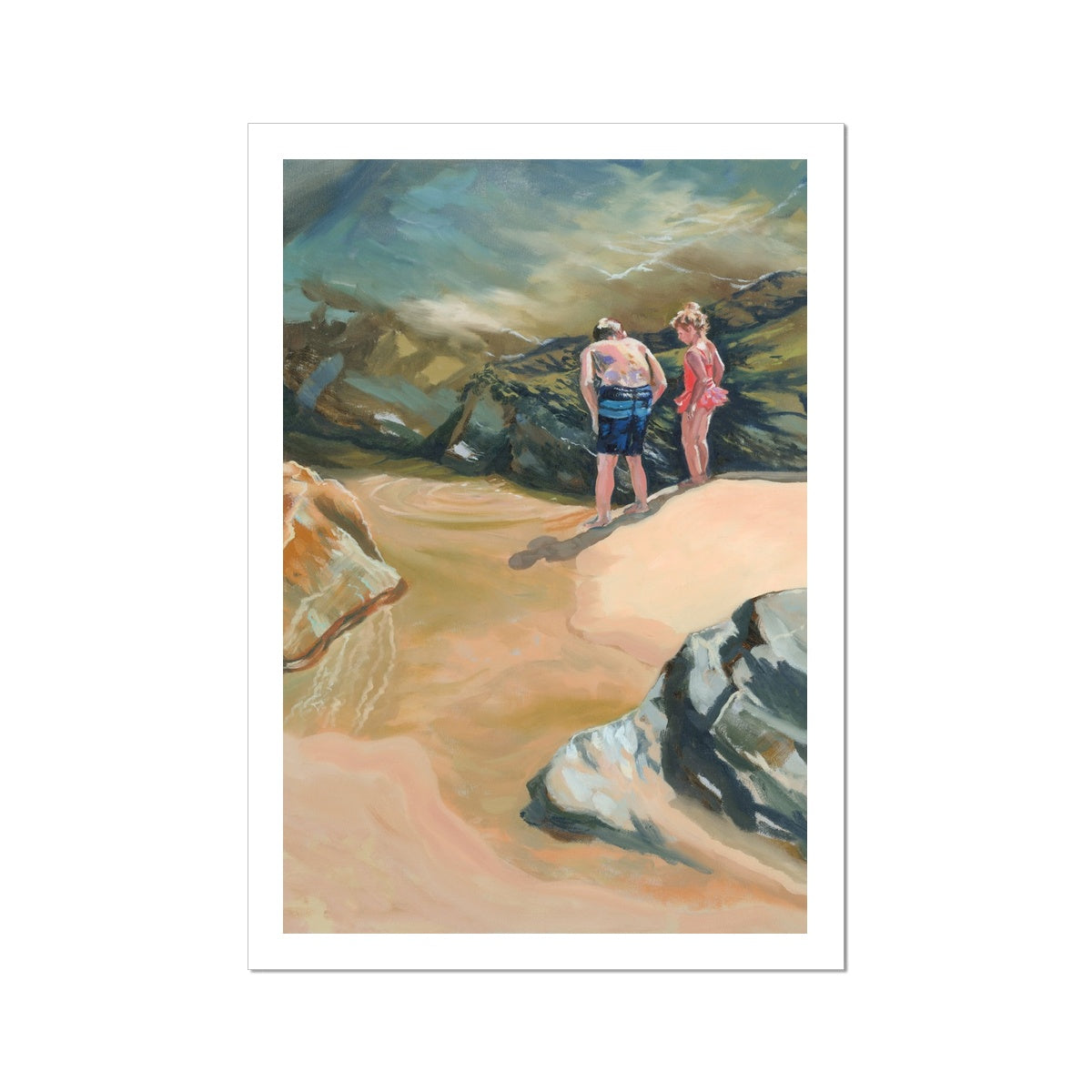 Rockpool Explorers St Agnes Fine Art Print - lorrainefield