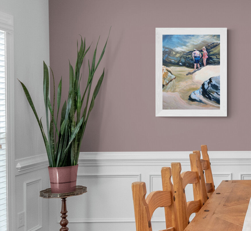 Rockpool Explorers at St Agnes Beach, Cornwall - Original Oil Painting - lorrainefield