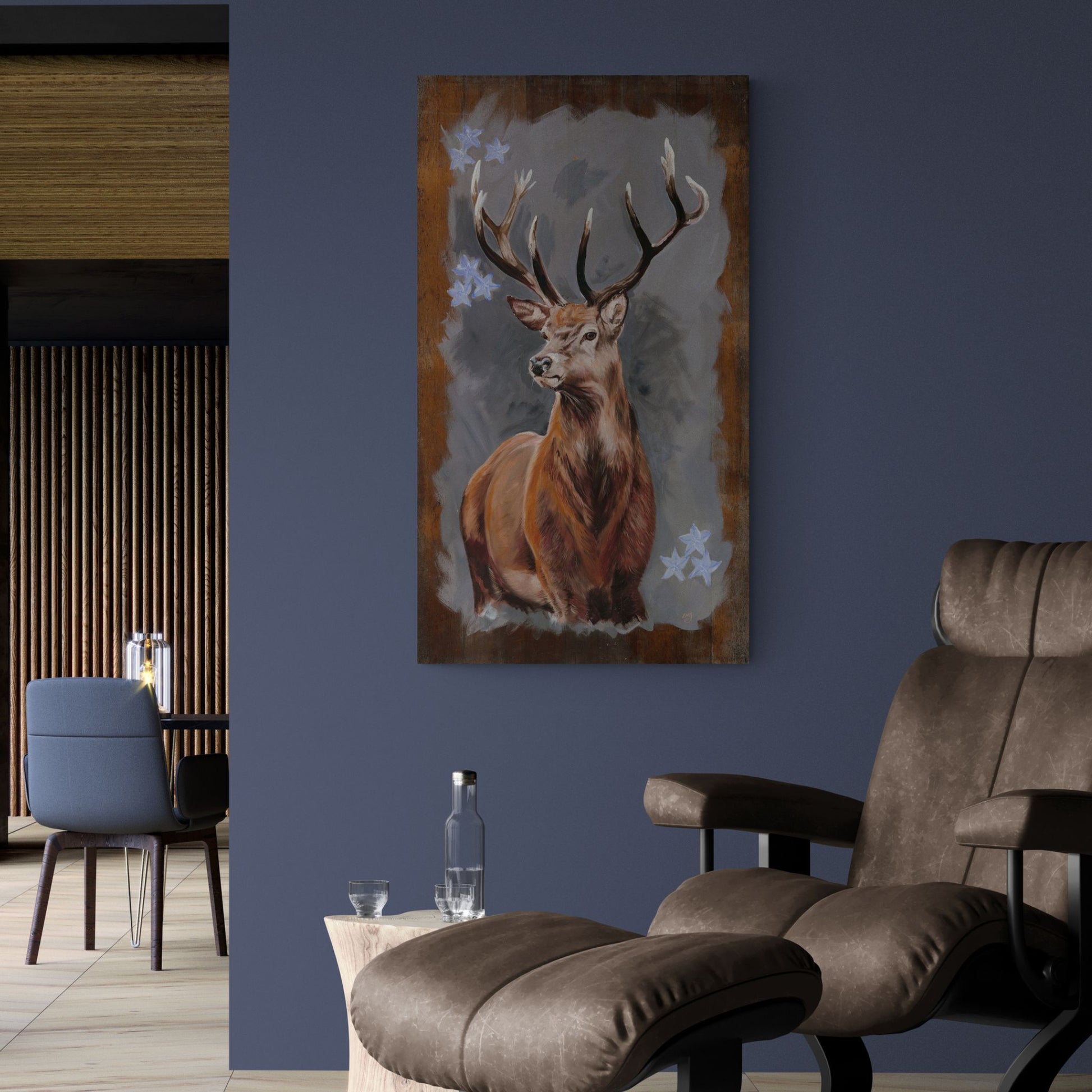 Stag painted furniture - Oil painting on wood