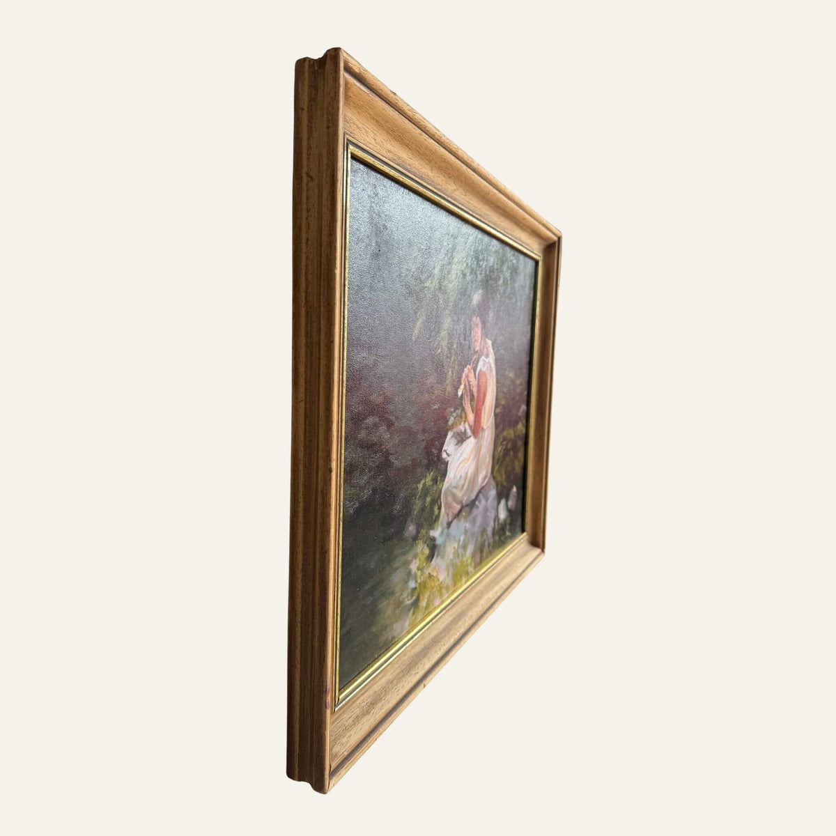 Stillness amongst the leaves oil painting frame close of up right side