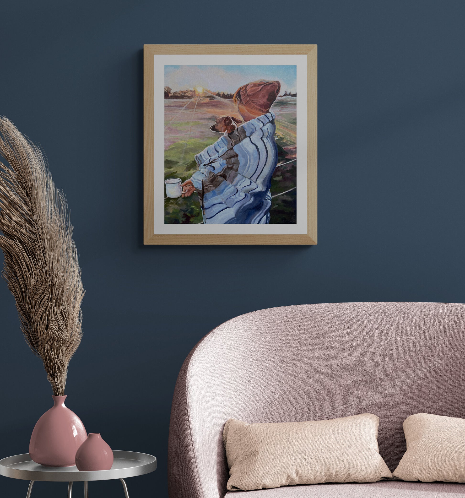 Dog artwork - Sunrise with the Pup Fine Art Print - lorrainefield