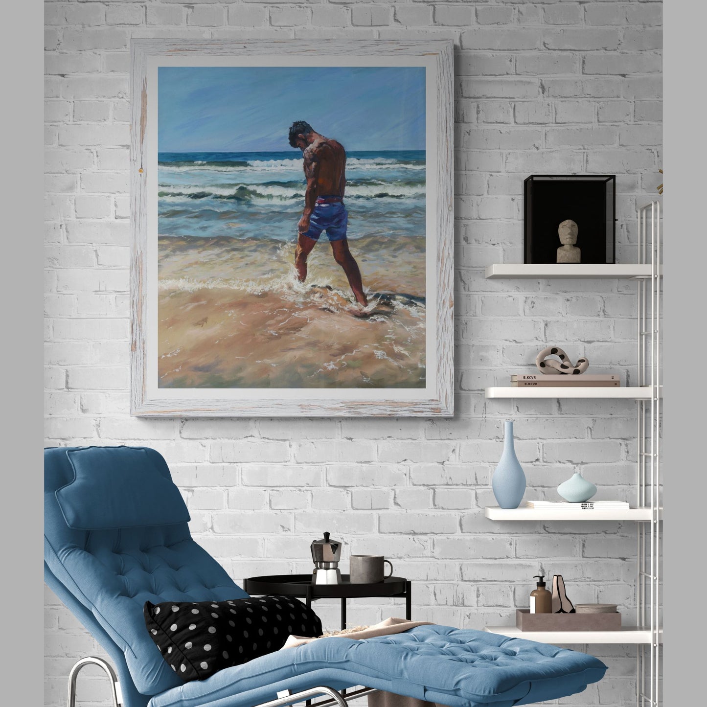 Seascape with figure original oil painting