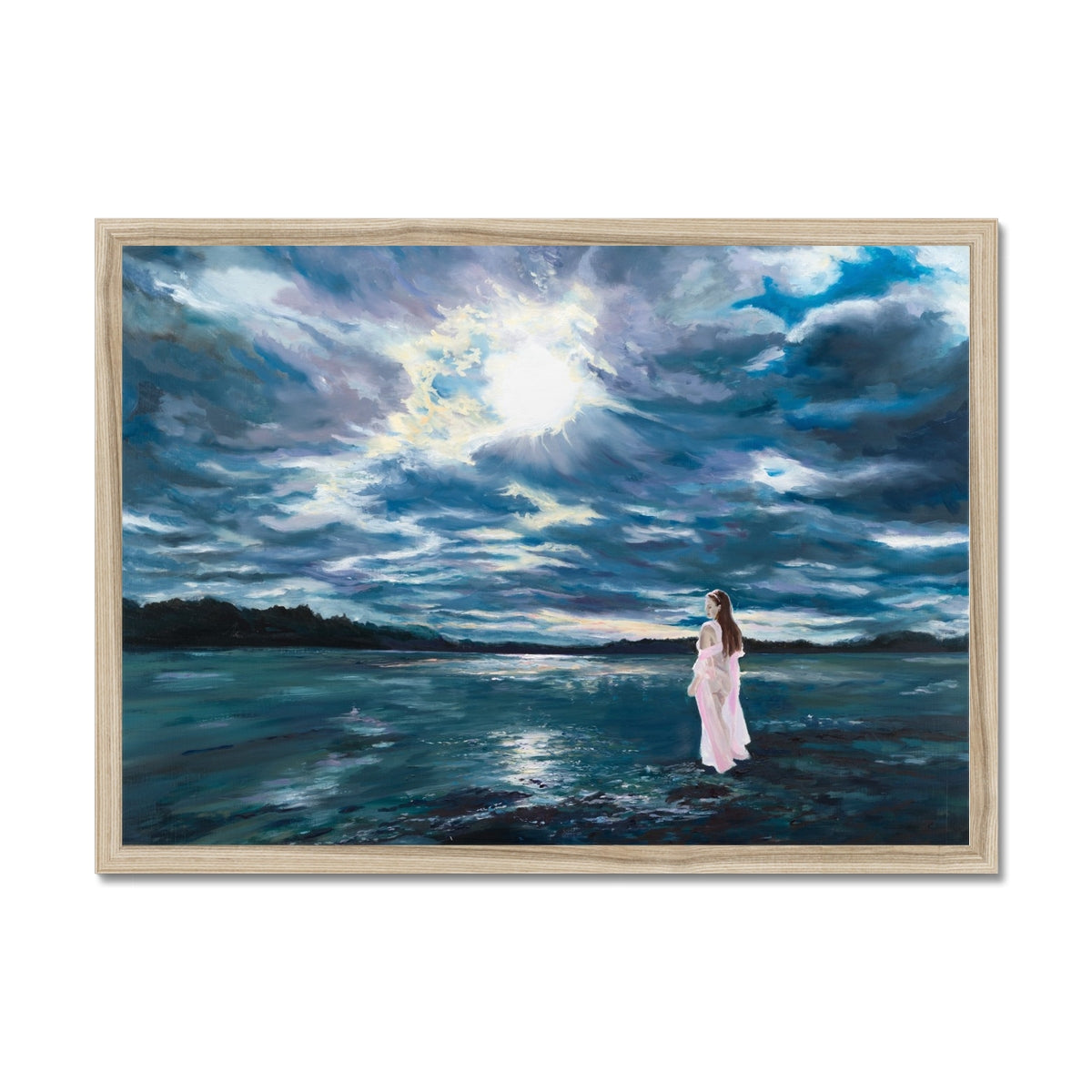 The Power of Mother Nature print in a warm natural wood frame, adding softness and warmth.