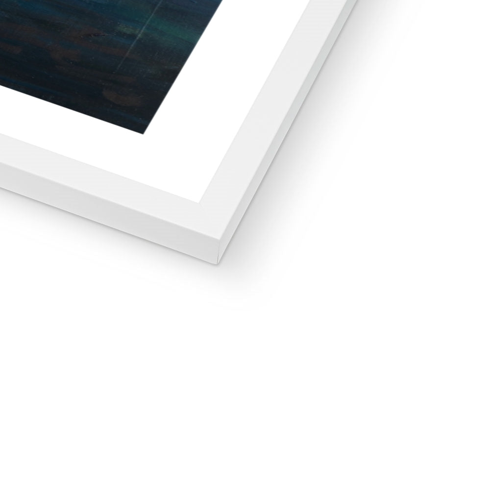 Close-up of a white picture frame corner on a white background