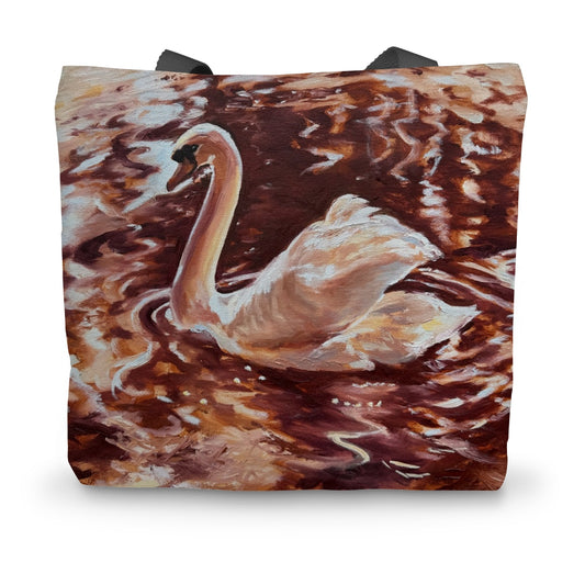 Tote bag featuring swan artwork by Lorraine Field Art