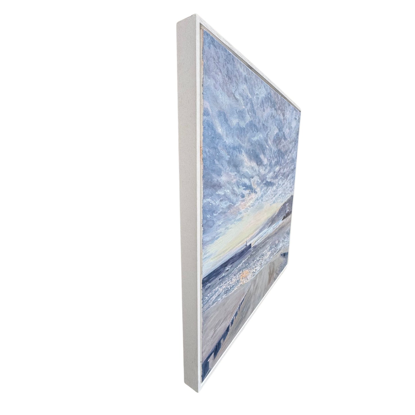 Angled side view showing depth and texture of original Cornwall seascape painting.